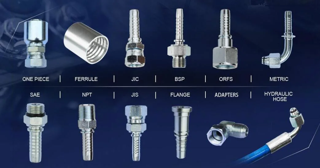 Swaged Reusable Galvanized or Stainless Steel Adapter Metric American Quick Coupling Hydraulic Rubber Hose Fitting (NPT JIC SAE BSP METRIC ORFS)